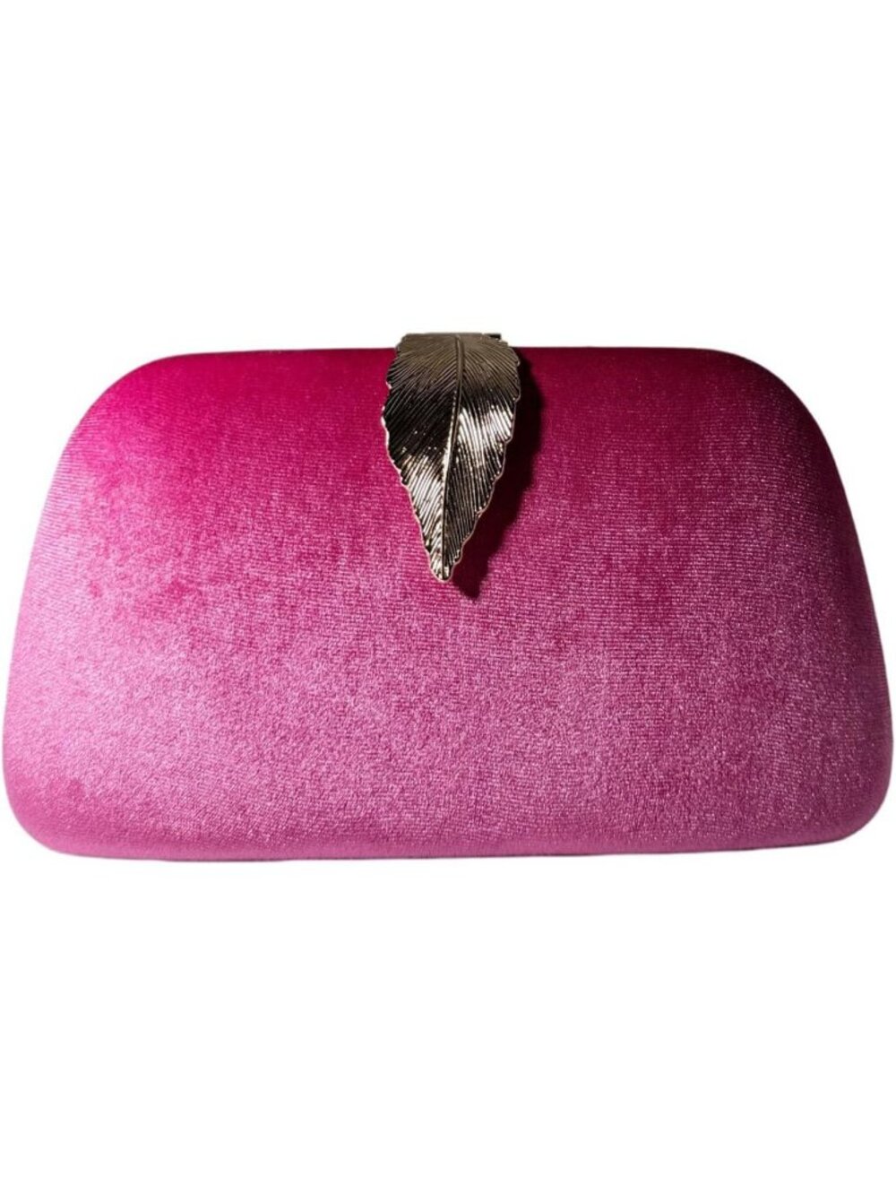 Women's Rose Red Elegant Clutch Purse Metallic Leaves Clasp Banquet Evening Bag